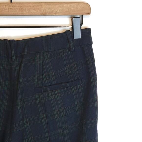 ZARA WOMAN Plaid Blue Green Ankle Crop Mid Rise Straight Skinny Pant Size S - Picture 8 of 13